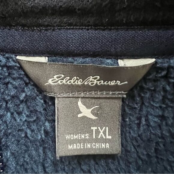 Eddie Bauer Quarter Zip Performance Fleece Lined Sweater Jacket Size L - Picture 6 of 10